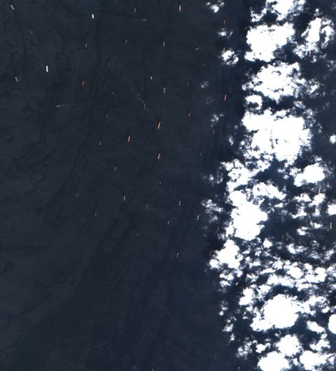Sentinel-2 crop of Khor Fakkan approaches at 25.36°N 56.48°E, captured 29 Sept 2026